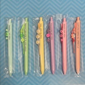 Bundle of 6 Inspirational Colorful Pens Set
